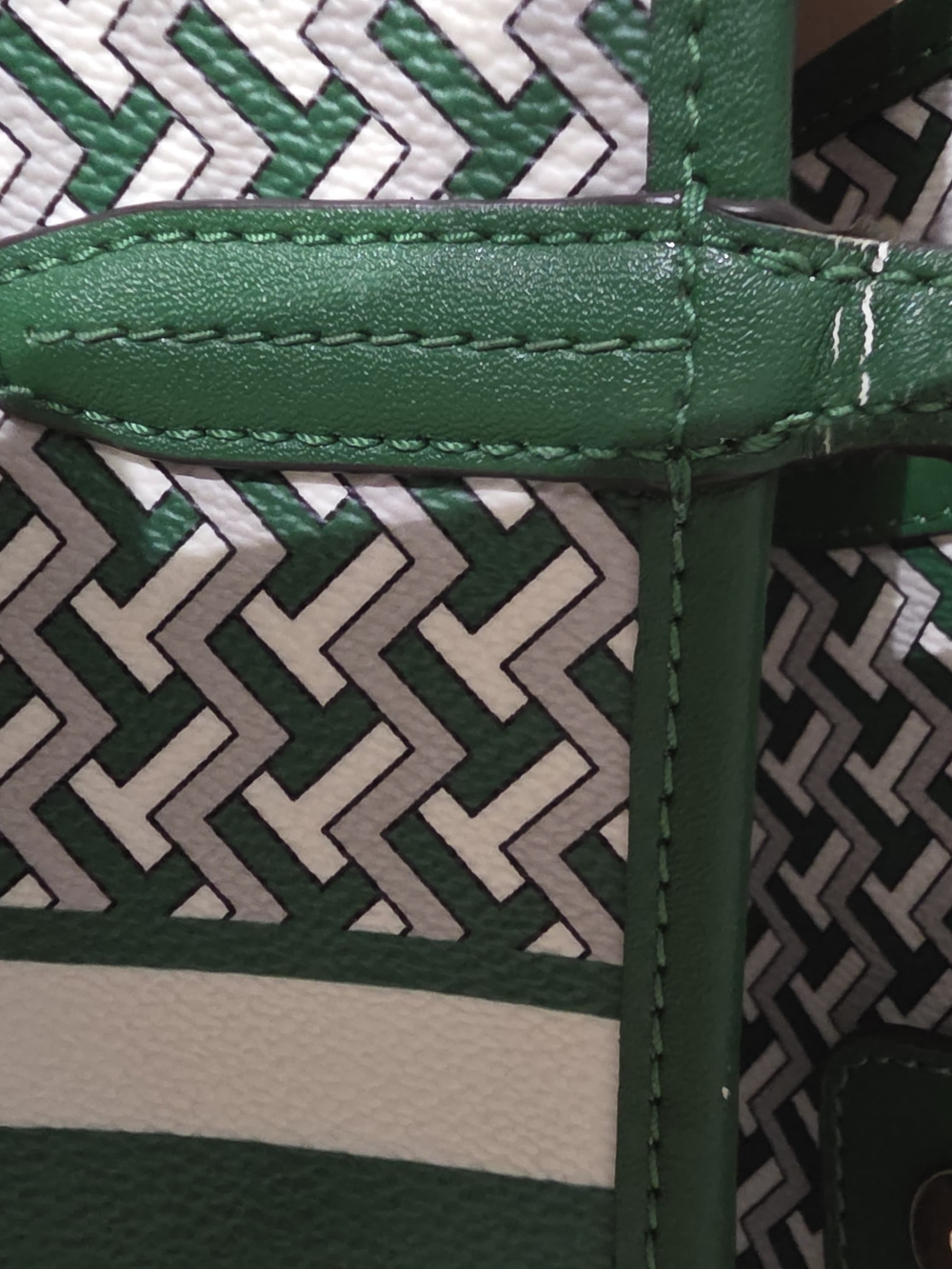 Tory Burch Green Patterned Stripe Tote Bag - Picture 2 of 9